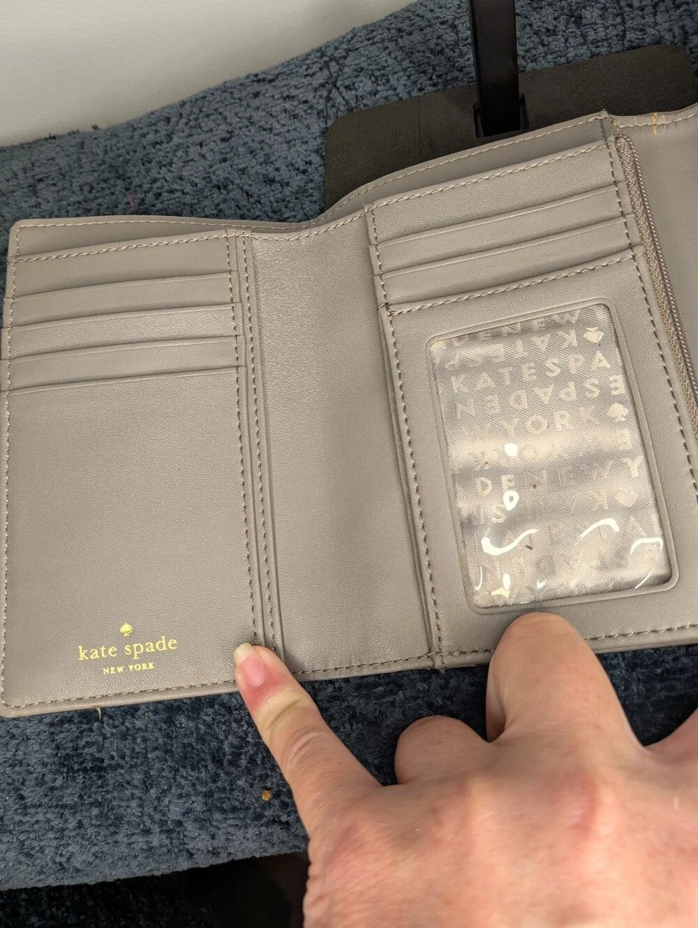 Kate Spade New York Grey Pebble Leather Trifold Wallet